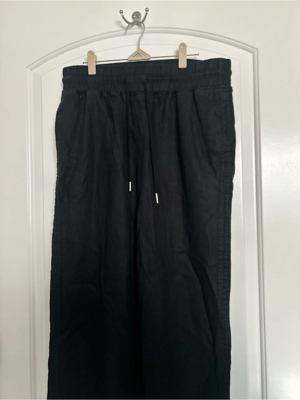 Quince Black Wide Leg Linen-Blend Pants